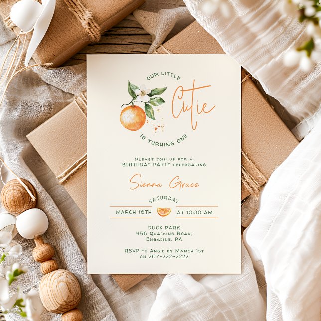 Invitación Fiesta de cumpleaños de pequeña naranja cítrica (Subido por el creador)