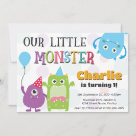 Invitación Fiesta de cumpleaños de pequeños monstruos, cualqu