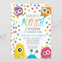 Fiesta de cumpleaños de pequeños monstruos invita