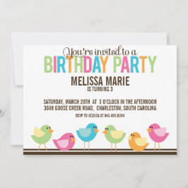 Invitación Fiesta de cumpleaños de pequeños pájaros