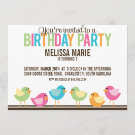 Invitación Fiesta de cumpleaños de pequeños pájaros