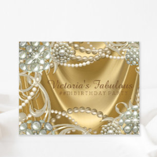 Invitación Fiesta de Cumpleaños de Perlas Hollywood Glam