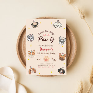Invitación Fiesta de Cumpleaños de Perrito Cachorro Adorable 