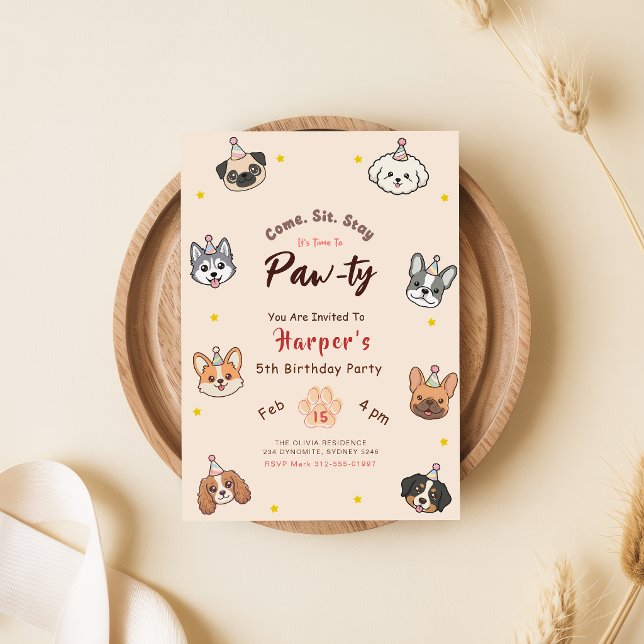 Invitación Fiesta de Cumpleaños de Perrito Cachorro Adorable  (Subido por el creador)
