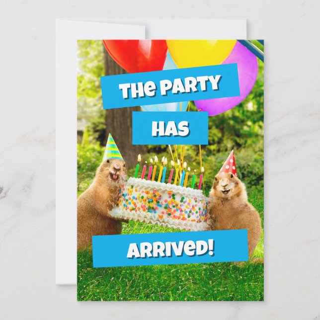 Invitación Fiesta de Cumpleaños de Perrito de la Pradera (Anverso)