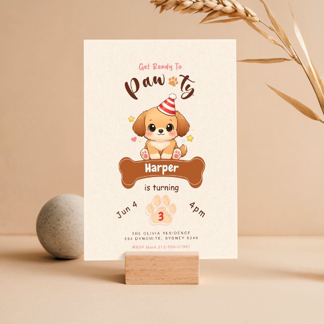 Invitación Fiesta de Cumpleaños de Perrito Mascota con Acuare (Subido por el creador)