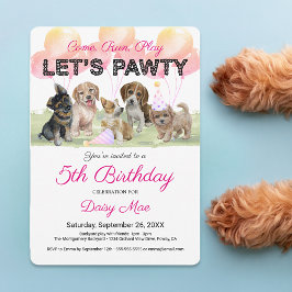 Invitación Fiesta de Cumpleaños de Perrito Personalizada Ador
