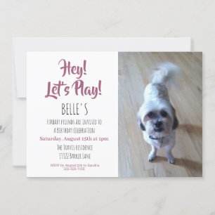 Invitación Fiesta de Cumpleaños de Perrito Rosa con Foto Pers