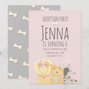 Invitación Fiesta de Cumpleaños de Perro Cachorro Adopción