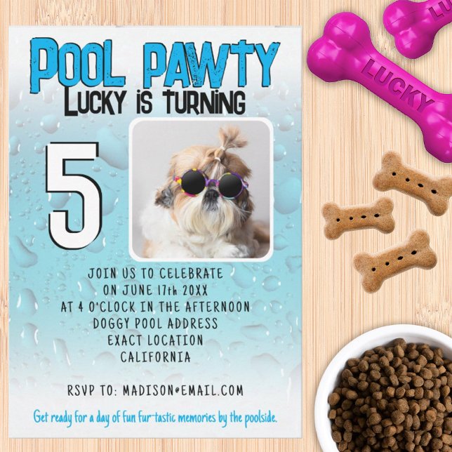 Invitación Fiesta de cumpleaños de perro cachorro en la pisci (Subido por el creador)
