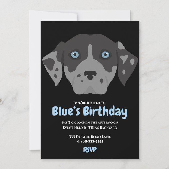Invitación Fiesta de cumpleaños de perro cachorro lindo (Anverso)