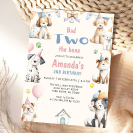 Invitación Fiesta de Cumpleaños de Perro Cachorro Pawty 2do C