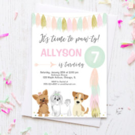 Invitación Fiesta de cumpleaños de perro, chica de cachorro l