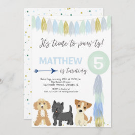 Invitación Fiesta de cumpleaños de perro, chico de cachorro l