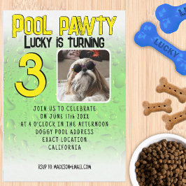 Invitación Fiesta de cumpleaños de perro con foto personaliza