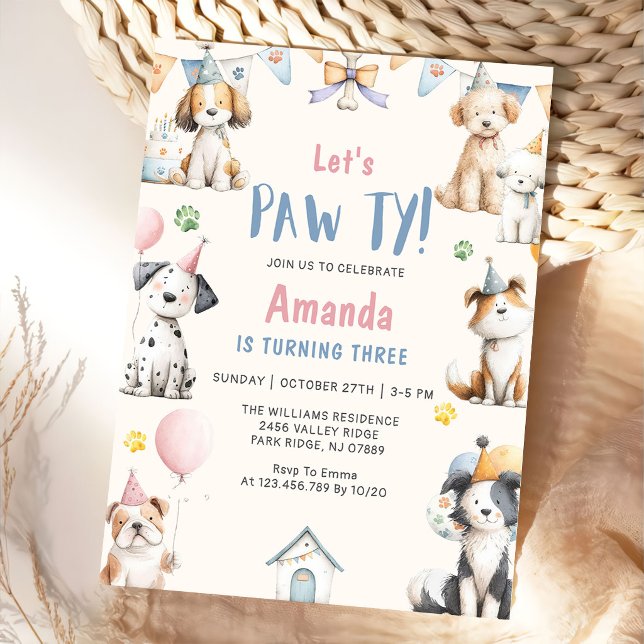 Invitación Fiesta de cumpleaños de perro Cumpleaños de cachor (Subido por el creador)