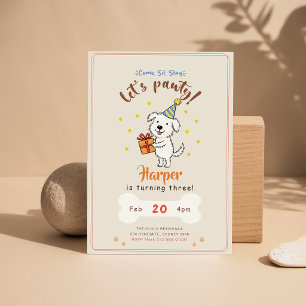 Invitación Fiesta de cumpleaños de perro de mascota cachorro 
