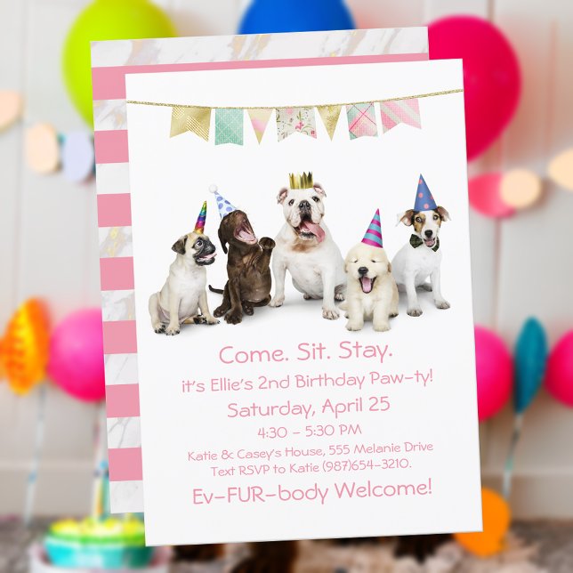 Invitación Fiesta de Cumpleaños de Perro para Cachorrita (Subido por el creador)