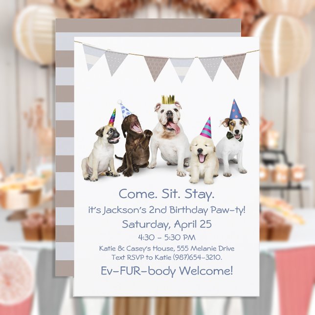 Invitación Fiesta de Cumpleaños de Perro para Cachorro Niño (Subido por el creador)