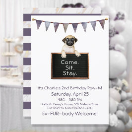 Invitación Fiesta De Cumpleaños De Perro Para Cualquier Pug