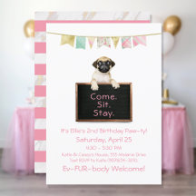 Fiesta de Cumpleaños de Perro para Pug Hembra