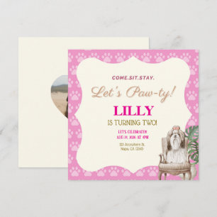 Invitación Fiesta de cumpleaños de perro personalizable con p