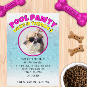 Invitación Fiesta de cumpleaños de perro personalizada con fo