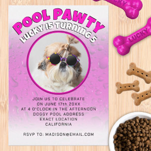 Invitación Fiesta de cumpleaños de perro personalizada con fo