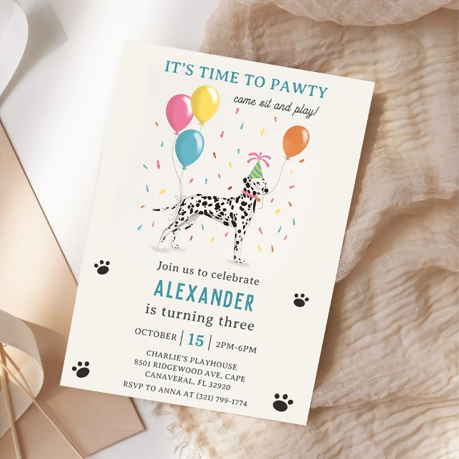 Invitación Fiesta de cumpleaños de perro travieso de Dalmacia (Subido por el creador)