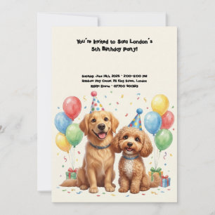 Invitación Fiesta de Cumpleaños de Perros Adorables