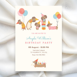 Invitación Fiesta de cumpleaños de perros lindos