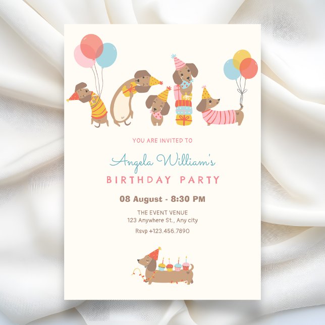Invitación Fiesta de cumpleaños de perros lindos (Subido por el creador)