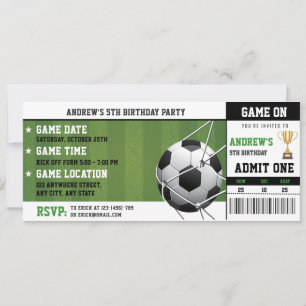 Invitación Fiesta de cumpleaños de Personal Soccer Ticket