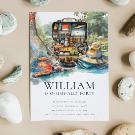Invitación Fiesta de cumpleaños de pesca para adultos de cual