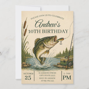 Invitación Fiesta de cumpleaños de pesca para niños personali