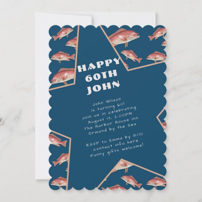 Invitación Fiesta de Cumpleaños de Pesca pargo rojo (Anverso)