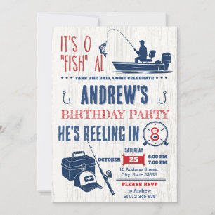 Invitación Fiesta de cumpleaños de pesca personalizada para n
