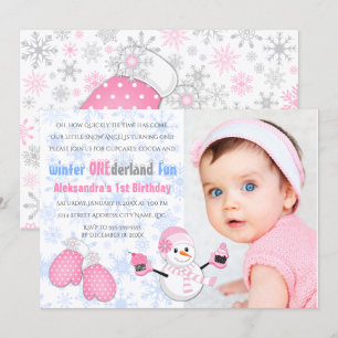 Invitación Fiesta de cumpleaños de Photo Girl en el invierno 