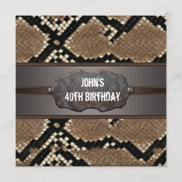 Invitación Fiesta de Cumpleaños de Piel de Serpiente de Cuero