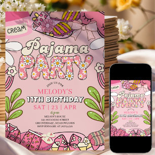Invitación Fiesta de cumpleaños de pijama de margarita rosa