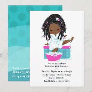 Invitación Fiesta de cumpleaños de pijamada en el spa para ni