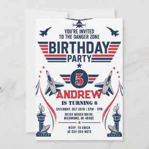 Invitación Fiesta de cumpleaños de piloto de caza personal