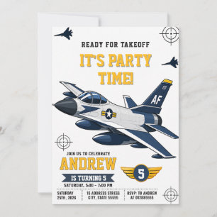 Invitación Fiesta de cumpleaños de piloto de combate del ejér