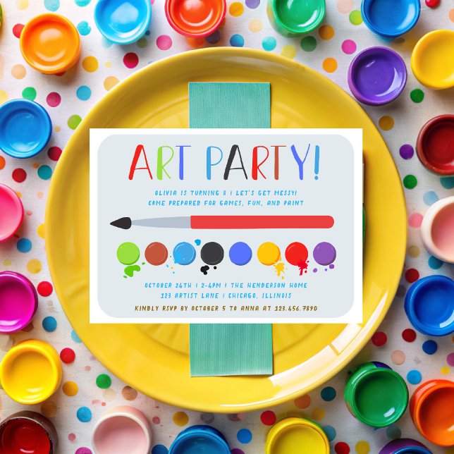 Invitación Fiesta de cumpleaños de pincel y pinta a los niños (Subido por el creador)