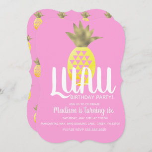 Invitación Fiesta de cumpleaños de Pineapple LUAU Cualquier R