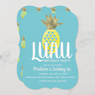 Invitación Fiesta de cumpleaños de Pineapple Luau de cualquie