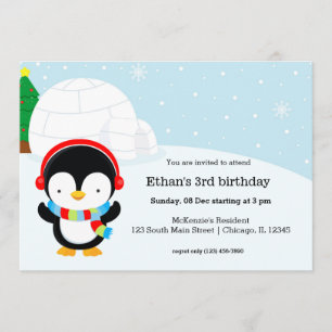 Invitación Fiesta de cumpleaños de pingüino lindo