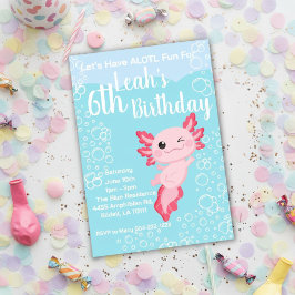 Invitación Fiesta de cumpleaños de Pink Axolotl
