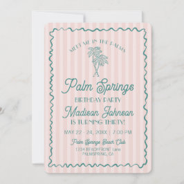 Invitación Fiesta de cumpleaños de Pink Palm Springs Pastel B