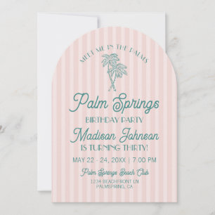 Invitación Fiesta de cumpleaños de Pink Palm Springs Pastel B